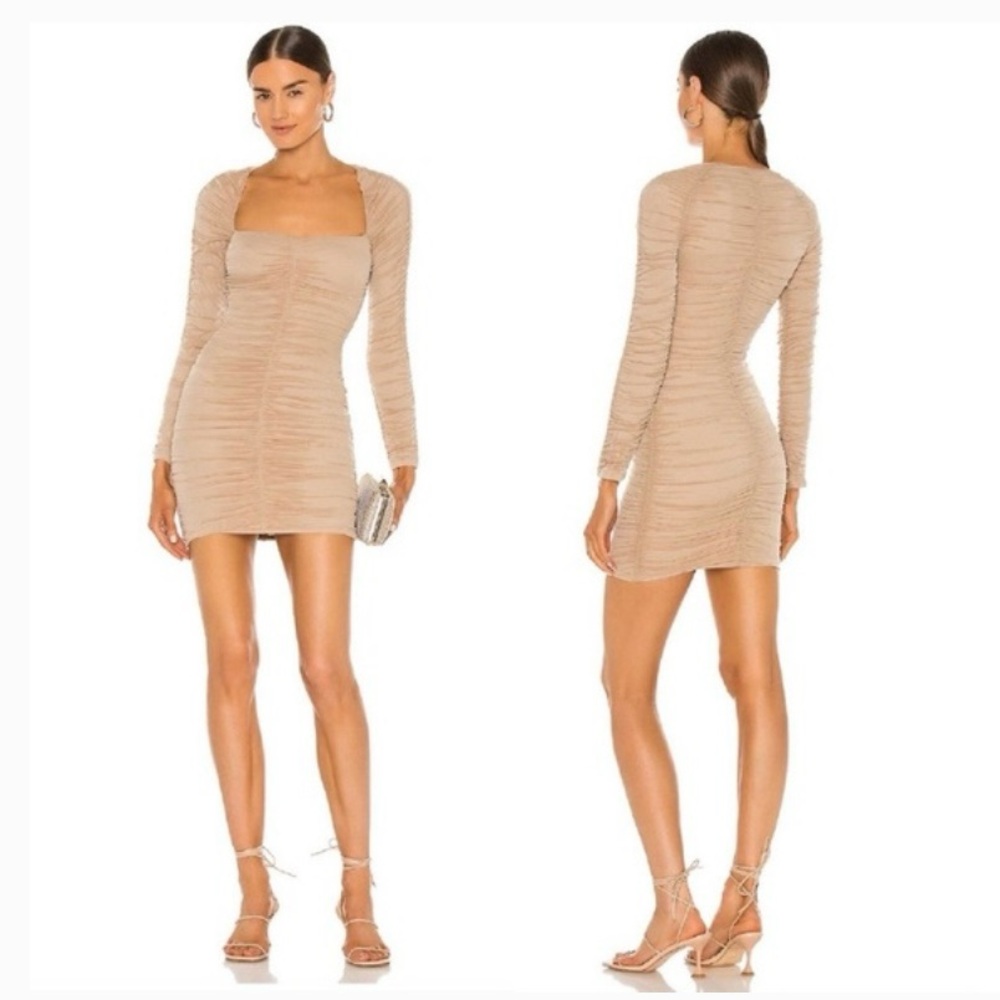 REVOLVE ⭐️NWT Michael Costello Ruched Long Sleeve Mini Dress - Picture 2 of 10